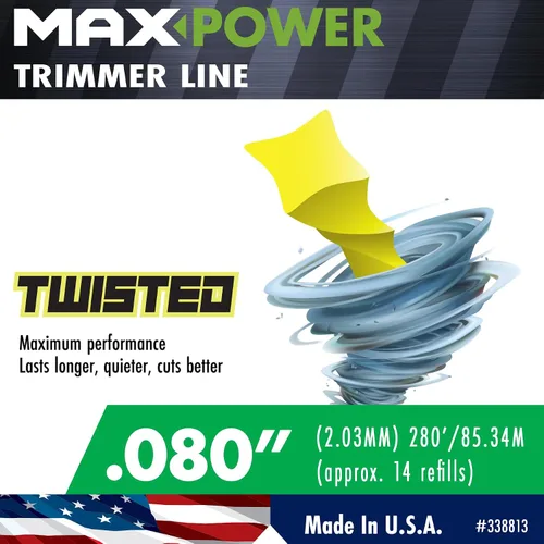 Vista 2 de MaxPower 338813 - Línea de recortadora torcida prémium de 0.080 pulgadas fabricada en EE. UU 280' Longitud