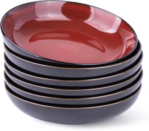 Vista 16 de LERATIO Tazones para pasta, cuencos de cerámica para pasta de 38 onzas, juego de 4 cuencos de pasta esmaltada reactiva de 9.0 pulgadas, aptos
