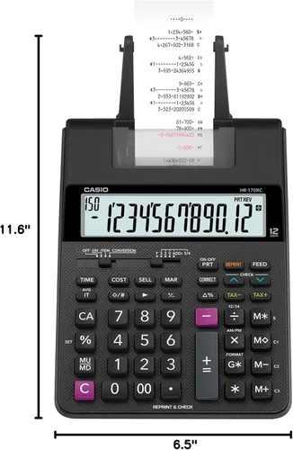 Vista 5 de Casio HR-170RC Calculadora de impresión, negro, 2.6" x 6.5" x 11.6