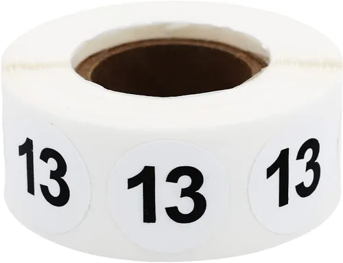 Vista 11 de Pegatinas blancas con número 0 de puntos circulares negros, 3/4 pulgadas redondas, 500 etiquetas en un rollo