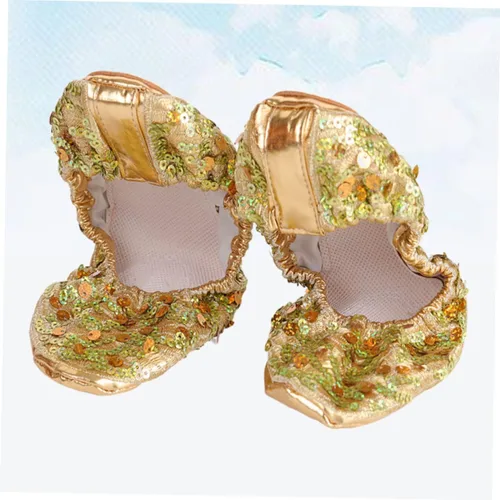 Vista 2 de jojofuny 1 par de zapatos latinos de danza del vientre, zapatos de danza contemporánea, calcetines para niñas y niñas, calcetines de ballet