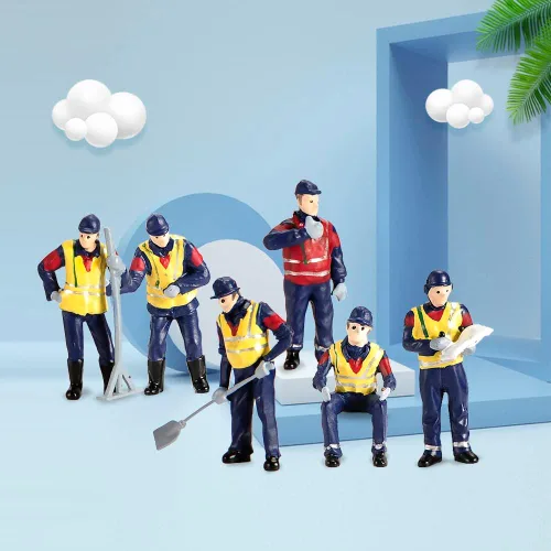 Vista 3 de 6 figuras pequeñas para trabajadores de la construcción a