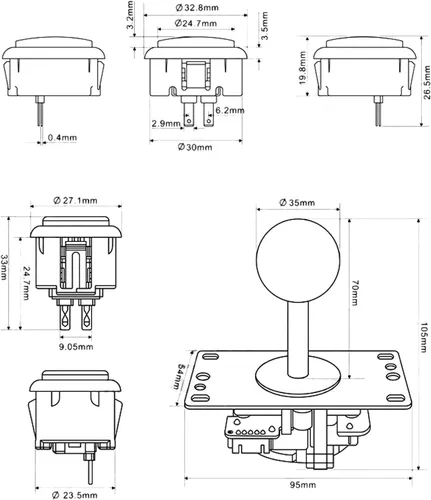 Vista 6 de Diyeeni Kit de control de botón de juego y joystick, joystick arcade con botones a presión, piezas de kit de joystick de arcade, codificador USB a