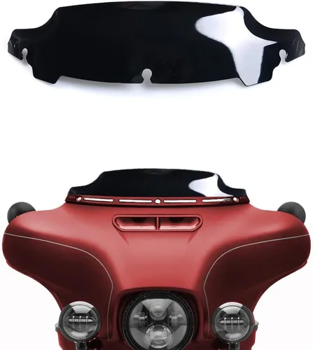 Vista 13 de Parabrisas ondulado negro de 4.5 pulgadas compatible con Harley Davidson Touring Street Glide/Electra Glide/Ultra Limited/Tri Glide FLHT FLHX FLHXS