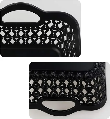 Vista 3 de Bandeja pequeña de plástico para almacenamiento de escritorio, color negro, 12 paquetes