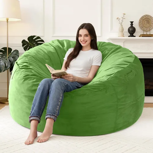 Vista 9 de Silla Puf de 2 Pies con Funda de Terciopelo Ultra Suave Sofá Puf con Espuma con Memoria Sillas Puf de Tamaño Grande Sofá Perezoso para Dormitorio