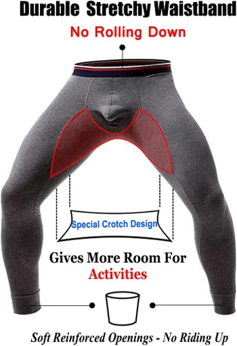 Vista 5 de Pantalones térmicos para hombre, pantalones térmicos largos con bolsa separada