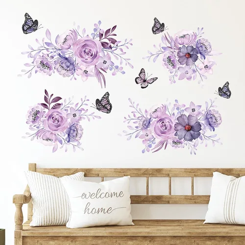 Vista 11 de Zonon 6 calcomanías de pared de flores, calcomanías para despegar y pegar