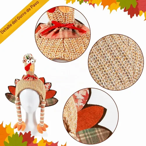 Vista 3 de Ogrmar 2 sombreros de pavo de felpa divertidos para eventos de Acción