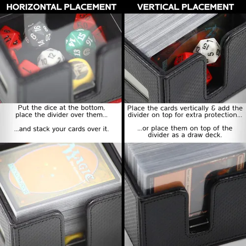 Vista 5 de Quiver Time Black Citadel Deck Block for Magic: the Gathering Cards - TCG 100+ Premium Commander Deck Box, caja de mazos MTG para tarjetas, dados