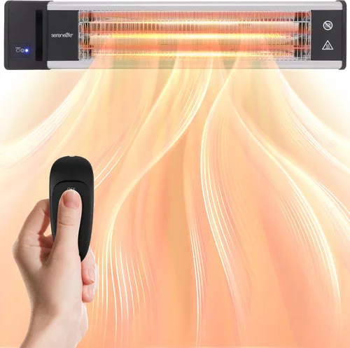 Vista 9 de SereneLife - SLOHT26 Calentador eléctrico con infrarrojos para exterior, de 1500 W para calentar rápido la pared o techo, sin olor, calentador