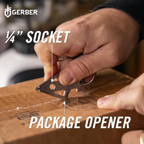 Vista 4 de Gerber Gear Broadhead Llavero Multiherramienta 5 en 1, Se Engancha al Bolsillo o Llavero con Abrebotellas, Destornillador de Cabeza Plana, Abridor