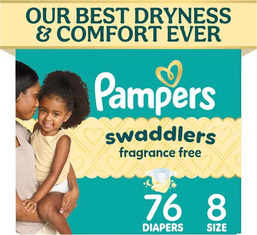 Vista 47 de Pampers Pañales Swaddlers, talla 4 (15-34 libras), 150 unidades, sin fragancia, hipoalergénicos, absorbentes, recomendados por pediatras, seguros