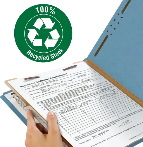 Vista 2 de Smead Carpeta de archivos de clasificación de cartón prensado 100% reciclado, 1 divisor, expansión de 2 pulgadas, tamaño legal, azul, 10 por caja