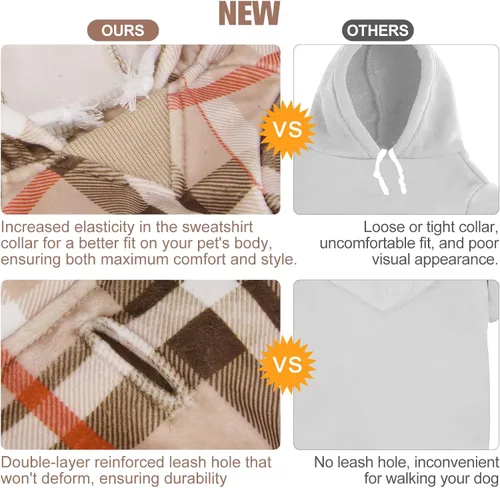 Vista 4 de BEAUTYZOO Sudaderas con capucha para perros, para perros pequeños, medianos y grandes, niñas y niños - Calidad premium, ultra suave, ajuste cómodo