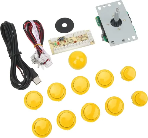 Vista 2 de Yoidesu Buttons and Joysticks DIY Kit, 2 Player Gamepad DIY Replacement Parts, USB Controller Computer Game Stick Joysticks with Control Chip