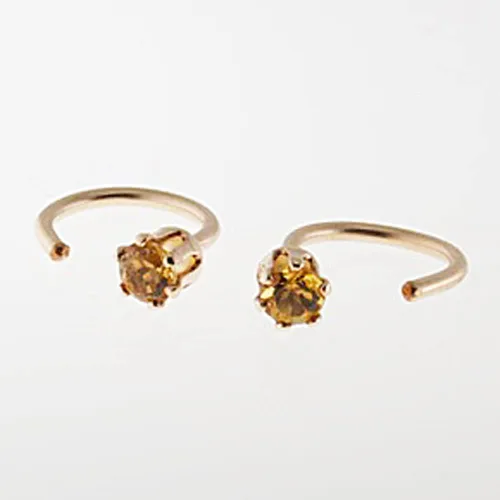 Vista 24 de Half Huggie Birthstone Gold Hoop Earrings for Women Tiny Cartilage Stud Piercing Earring Hypoallergenic Earring Screw Back Dainty Hug