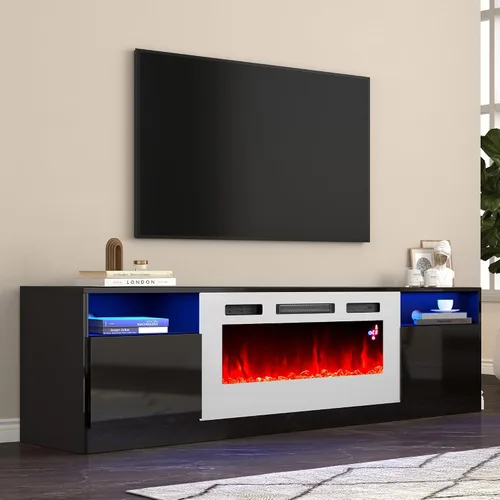 Vista 11 de AMERLIFE - Soporte de TV con chimenea eléctrica de 36 pulgadas de 70 pulgadas Negro