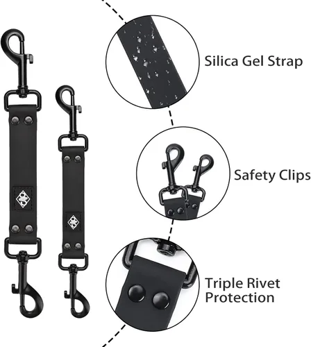 Vista 6 de Paquete de 2 clips de seguridad de doble extremo para collar de púas impermeables para collar de púas y arnés de perro
