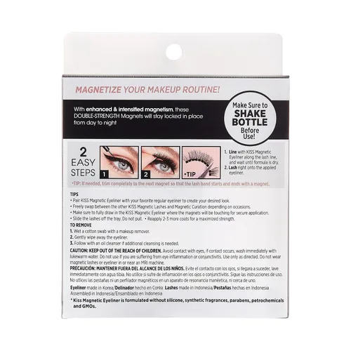 Vista 9 de KISS Pestañas postizas magnéticas y delineador de ojos, 'Lure', 12mm, fáciles de aplicar, reutilizables, sin pegamento, tecnología Flexiband, punta