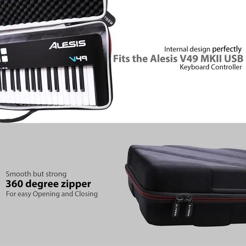 Vista 3 de LTGEM - Funda para controlador de teclado MIDI USB Alesis V49 MKII, almacenamiento duro, bolsa protectora de viaje