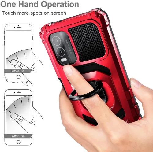 Vista 6 de NZND Funda para Nokia C210 con protector de pantalla de vidrio templado (cobertura máxima), protección de cuerpo completo [grado militar], funda