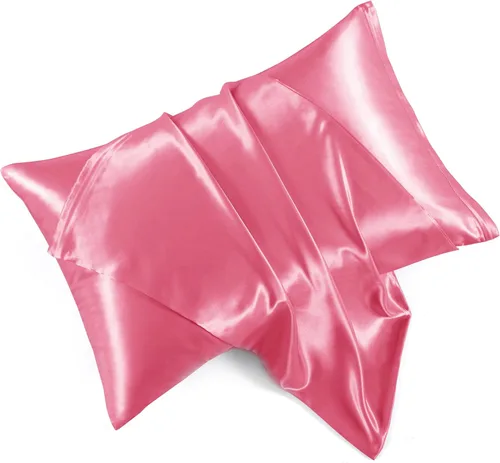 Vista 12 de Fundas de almohada de satén con cremallera (20 x 26), juego de 2 fundas de almohada de tamaño estándar, funda de almohada de seda negra para cabello