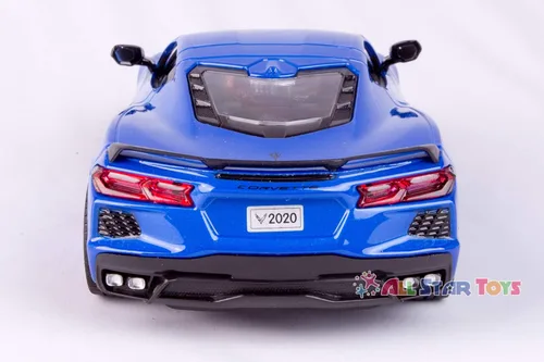 Vista 5 de 2020 Chevrolet Corvette C8 Stingray Blue Metallic "Timeless Legends" 1/24 Modelo de auto fundido a presión por Motormax