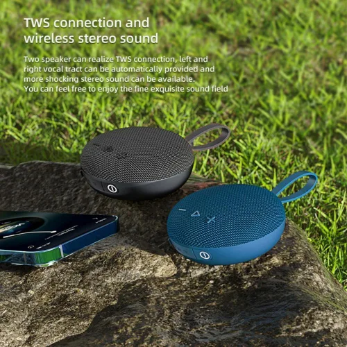 Vista 6 de Altavoz Bluetooth magnético de 6 W con sonido HiFi con reproducción de tarjeta TF, micrófono integrado, BT5.3, emparejamiento TWS, IPX6 impermeable