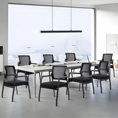 Vista 9 de KLASIKA Silla de escritorio sin ruedas con respaldo de malla ajustable, sillón con soporte lumbar ergonómico y cojín de asiento grueso, sillas