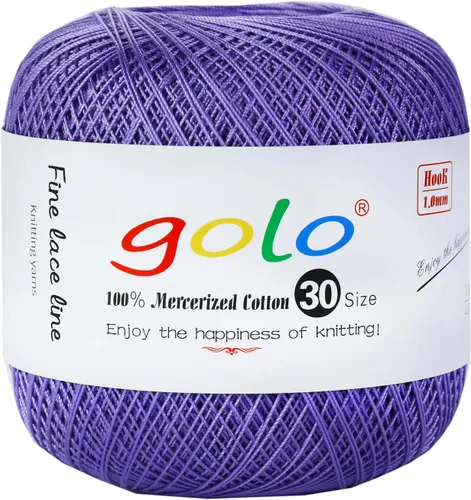 Vista 49 de Golo 3 bolas de hilo de ganchillo tamaño 30, hilo de bordar y lana para tejer a mano para calados 045 000-045 Rojo Caliente