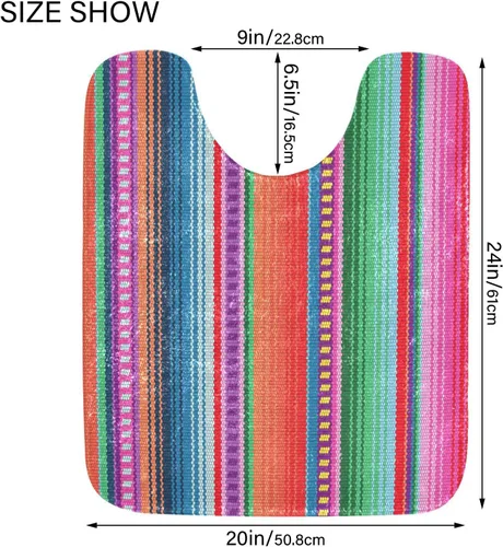 Vista 6 de YETTASBIN Juego de 2 alfombras de baño con diseño de rayas mexicanas, antideslizantes, de secado rápido, alfombra de ducha de felpa extrasuave