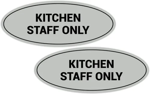 Vista 31 de Signs ByLITA Letrero ovalado solo para el personal de cocina (rojo) - Pequeño