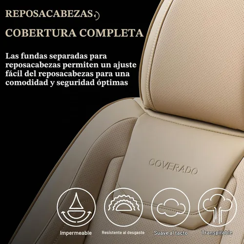 Vista 6 de Coverado Juego completo de fundas de asiento de automóvil, protector impermeable para asiento de automóvil, cojín de asiento de cuero, fundas