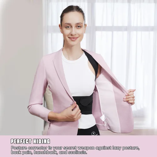 Vista 9 de Corrector de postura de espalda con almohadilla triangular desmontable para aliviar el dolor, soporte completo de espalda para joroba y escoliosis
