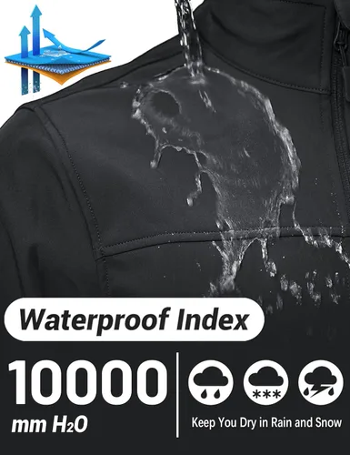 Vista 2 de TACVASEN Chaqueta ligera Softshell para hombre, con forro polar, impermeable, táctica, con cremallera, abrigo de invierno cortavientos casual