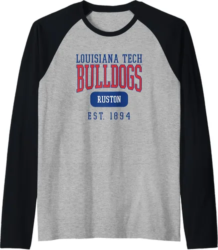 Vista 14 de Louisiana Tech Bulldogs Founded Date Raglan Baseball Tee, Negro
