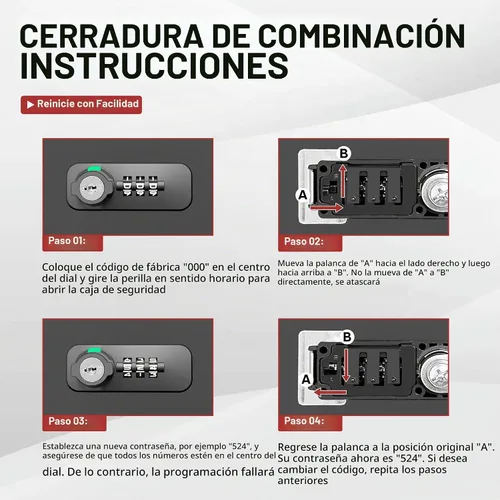Vista 5 de YIYITOOLS - Caja de seguridad impermeable ignífuga, llave y combinación de doble cerradura