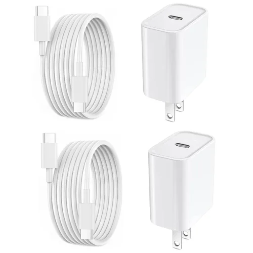 Vista 9 de Cargador de iPhone de carga rápida, paquete de 2 bloques de carga de pared USB C de Apple PD con cable USB-C a Lightning de 3 pies, adaptador tipo C