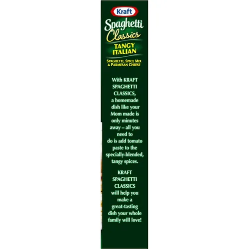 Vista 7 de Mezcla de comida de espaguetis Kraft, espaguetis italianos, especias y queso parm, 8 onzas Listo en menos de 30 minutos, solo tienes que añadir