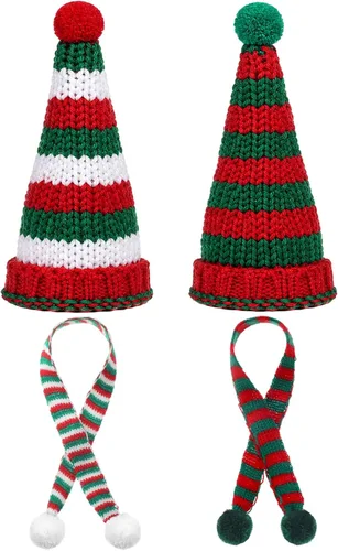 Vista 9 de Bencailor Paquete de 4 sombreros de Navidad para muñecas, color brillante