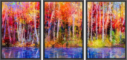 Vista 165 de wall26 Lienzo enmarcado para pared, juego de arte de acuarela pastel, paisaje rural, ilustraciones con formas abstractas, arte moderno, decorativo