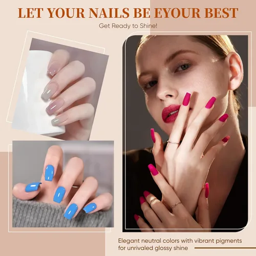 Vista 6 de Kit de esmalte de uñas de gel con lámpara de uñas UV, kit de uñas de gel para remojar, base y capa superior, juego de herramientas para uñas