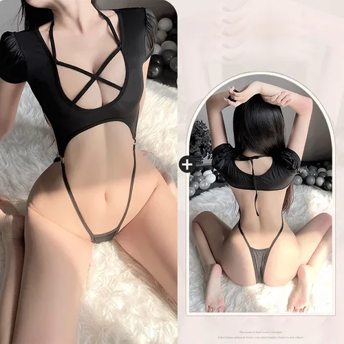 Vista 3 de SINGUYUN Body de anime para cosplay, lencería para mujer, vestido kawaii, con cordones, estilo japonés, lencería sexy