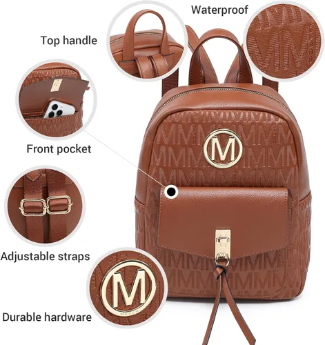 Vista 3 de MKP - Mochila pequeña para mujer, bolso de hombro con borla y dije, Café (Light Coffee), Mochilas Daypack