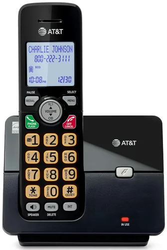 Vista 18 de AT&T Teléfono inalámbrico EL1101 DECT 6.0 Identificador de llamadas, teclado iluminado, pantalla LCD, altavoz dúplex completo, modo ECO, modo