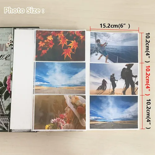 Vista 5 de Álbum de fotos de 4 x 6 pulgadas, 300 bolsillos, en caja para álbumes de boda, álbum de fotos familiar, aniversario de bebé, bolsillo, vacaciones