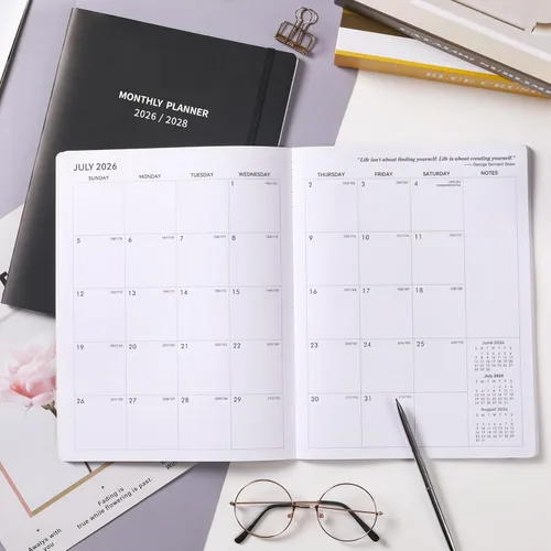 Vista 2 de Agenda mensual 2026-2027, calendario de 2 años 2026-2027, enero 2026 a diciembre 2027, 9 x 11 pulgadas, agenda de 24 meses con cubierta en relieve