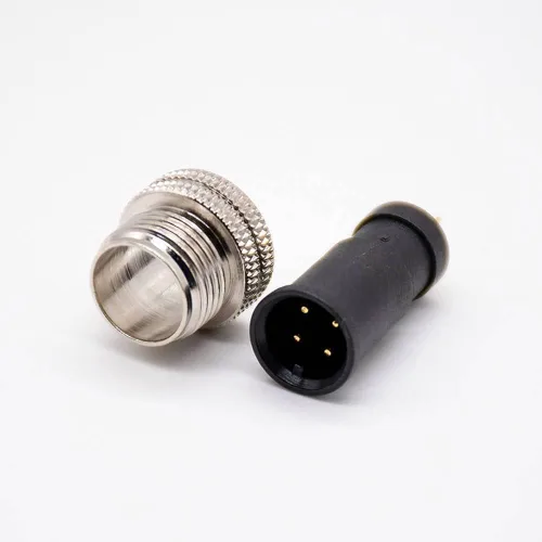 Vista 4 de Elecbee 4 Pin Connector M12 lnjection Molding Connector Male Straight Solder Cup A Code M12 Male Straight 4 Pin Connector