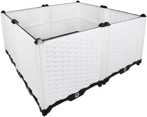 Vista 23 de BAOYOUNI - Juego de jardinera cuadrada para interiores o exteriores, maceta de plástico, caja de cultivo para verduras frescas, hierbas, flores